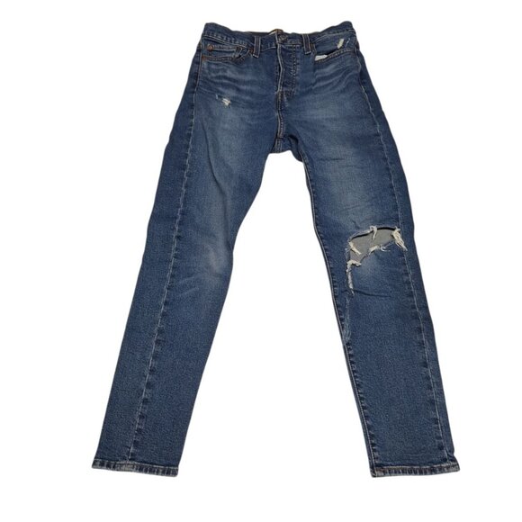 Levis Wedge Skinny Jeans Distressed Blue Womens Size 29 Denim - Picture 1 of 9
